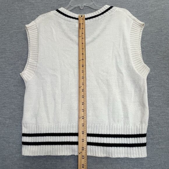 H&M Divided Cable Knit Sweater Vest Size S Preppy Tenniscore Academia Oversized - Picture 8 of 10